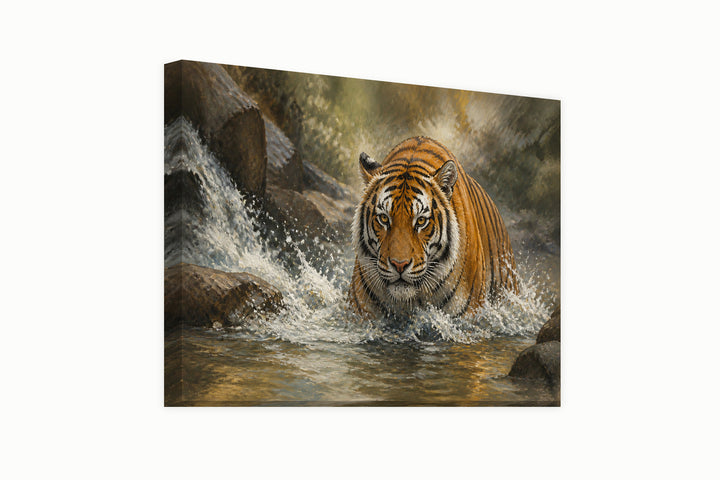 Tiger in water – front view