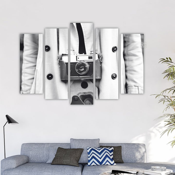 Woman with a retro camera