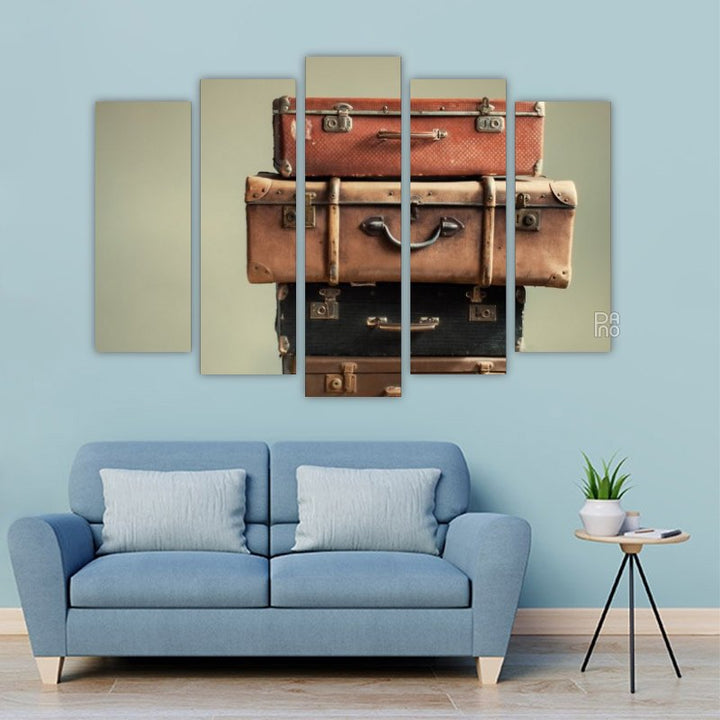 Pile of vintage suitcases
