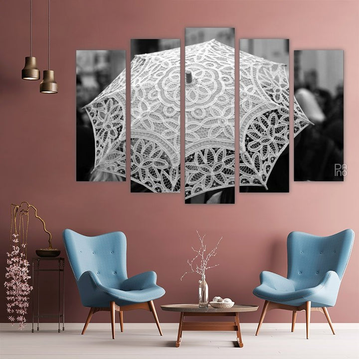 White vintage umbrella