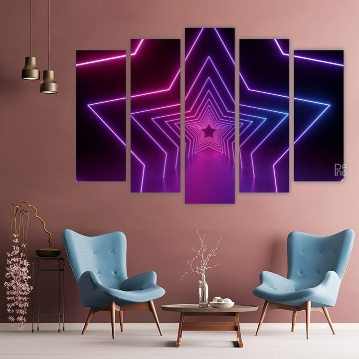 Painting of a neon star shape