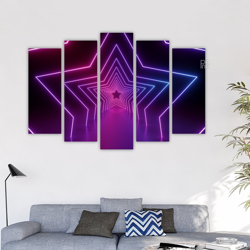 Painting of a neon star shape