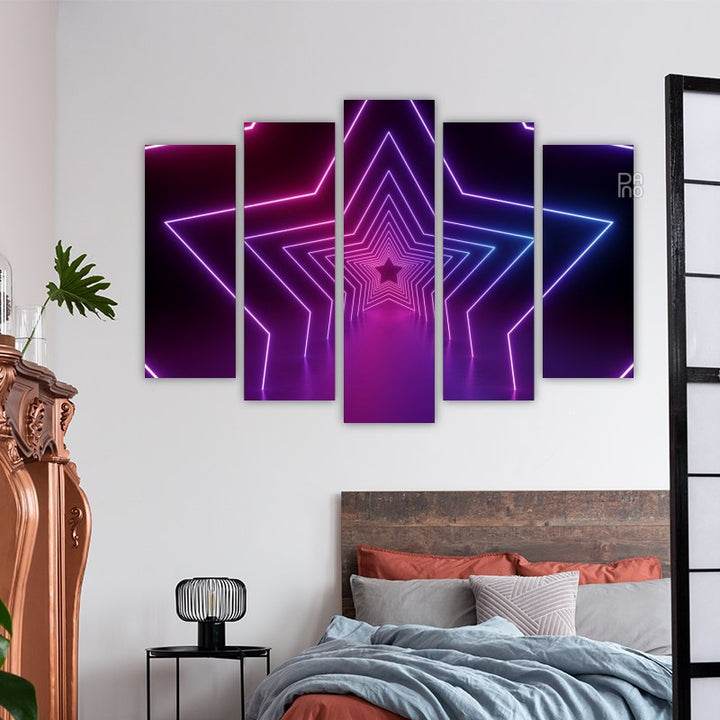 Painting of a neon star shape