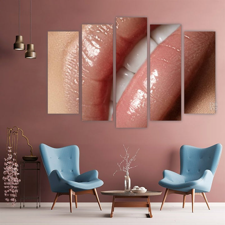 Macro photo of glossy lips