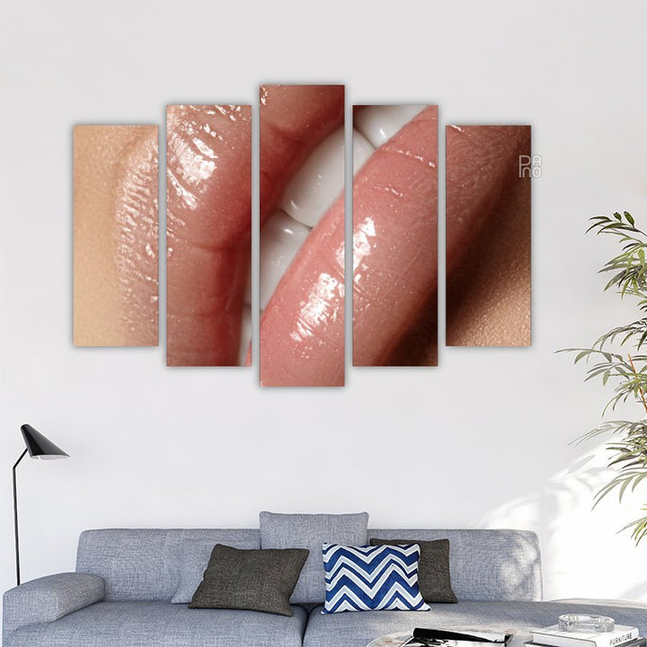 Macro photo of glossy lips
