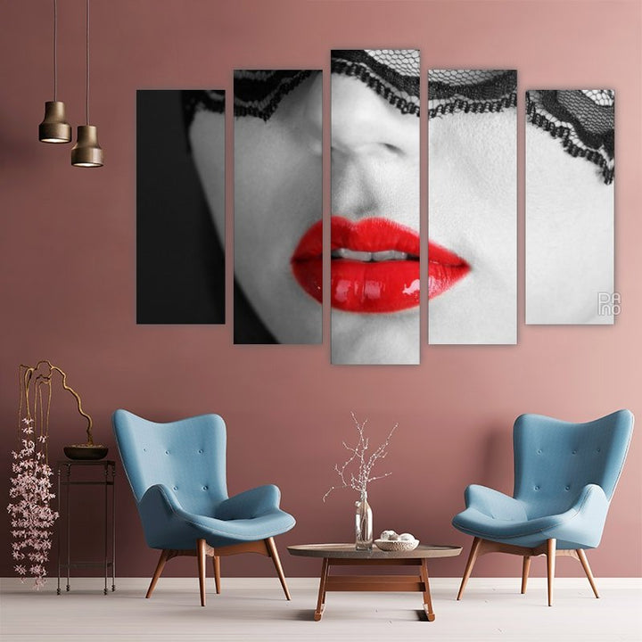 Vintage red glossy lips
