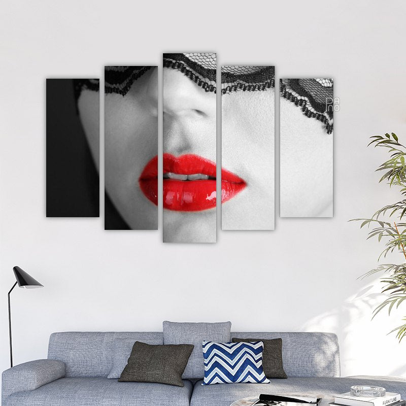 Vintage red glossy lips