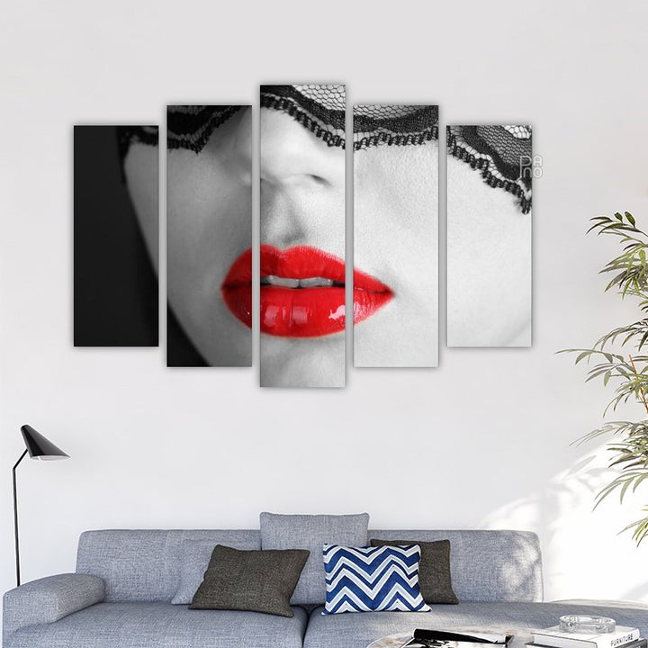 Vintage red glossy lips