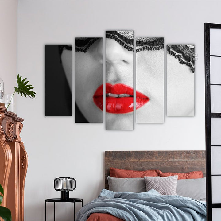 Vintage red glossy lips