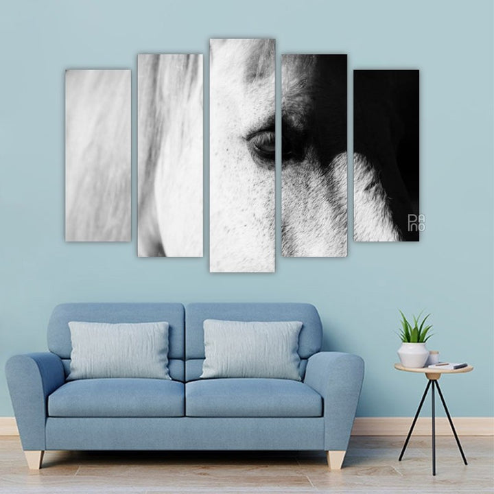 Macro photo of white horse
