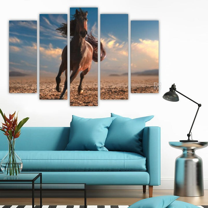 Running horse with long mane