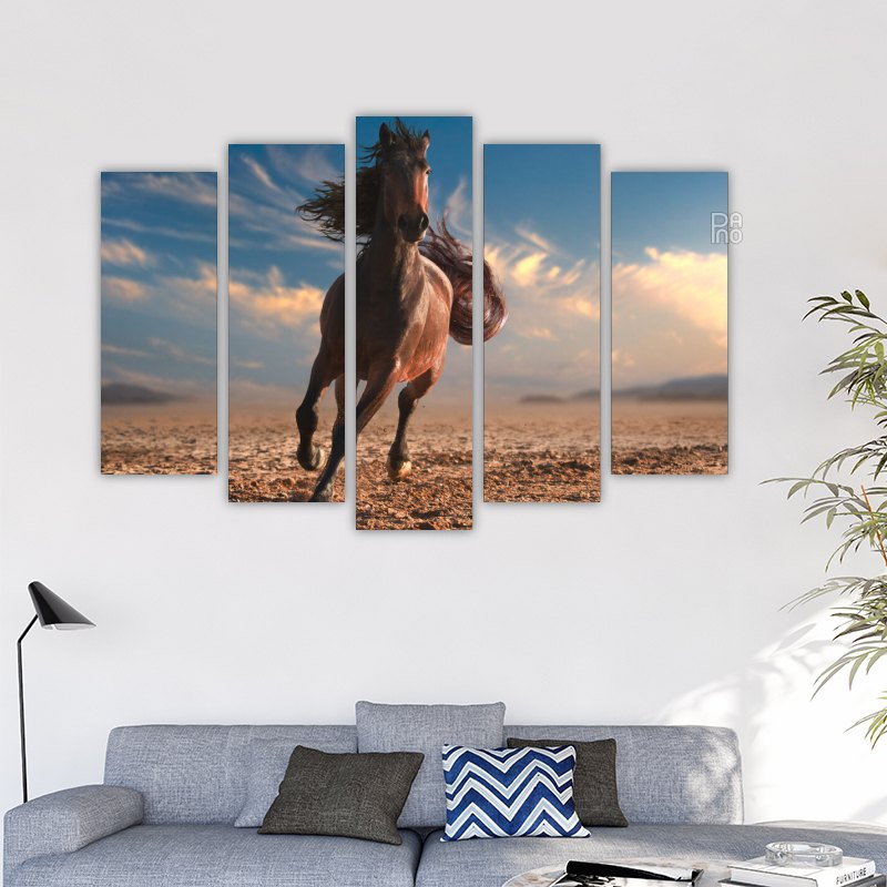 Running horse with long mane