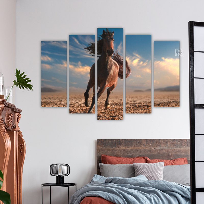Running horse with long mane