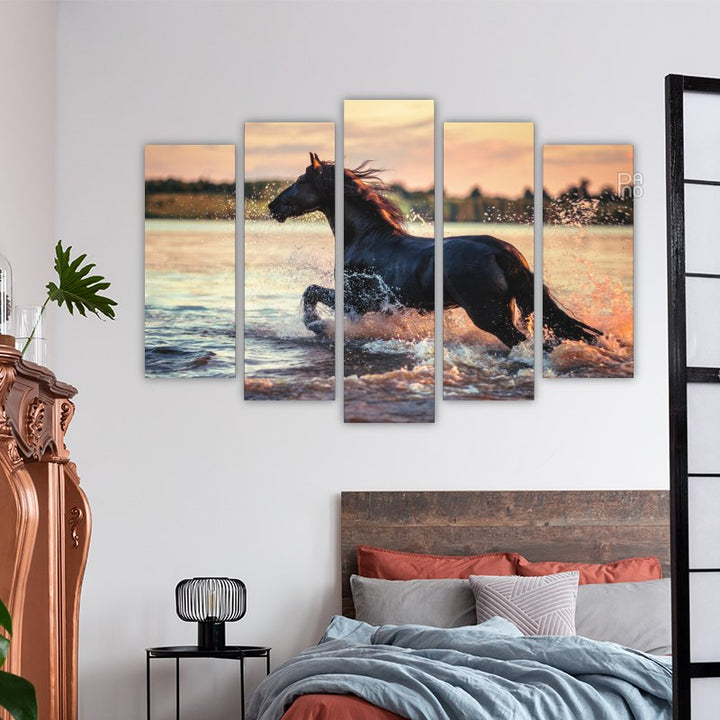 Portrait of a horse in water