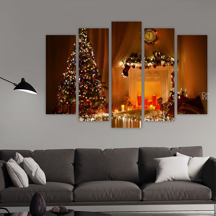 Christmas tree and fireplace