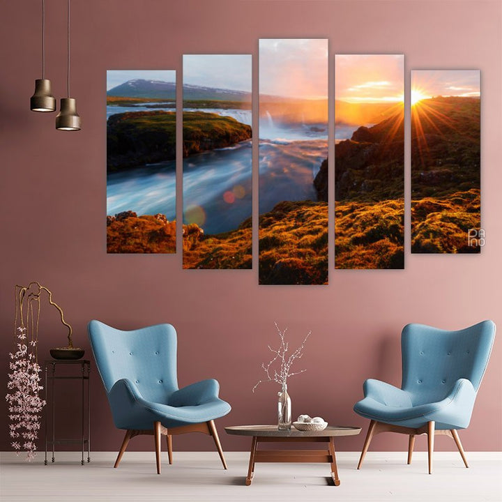 Sunny Sunrise at a Waterfall