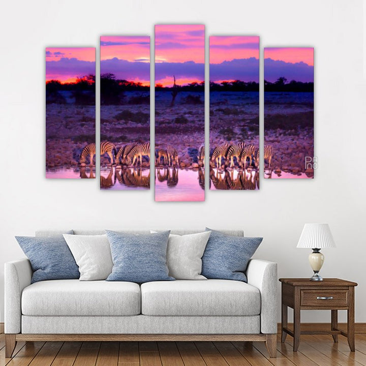 Zebras at Sunset