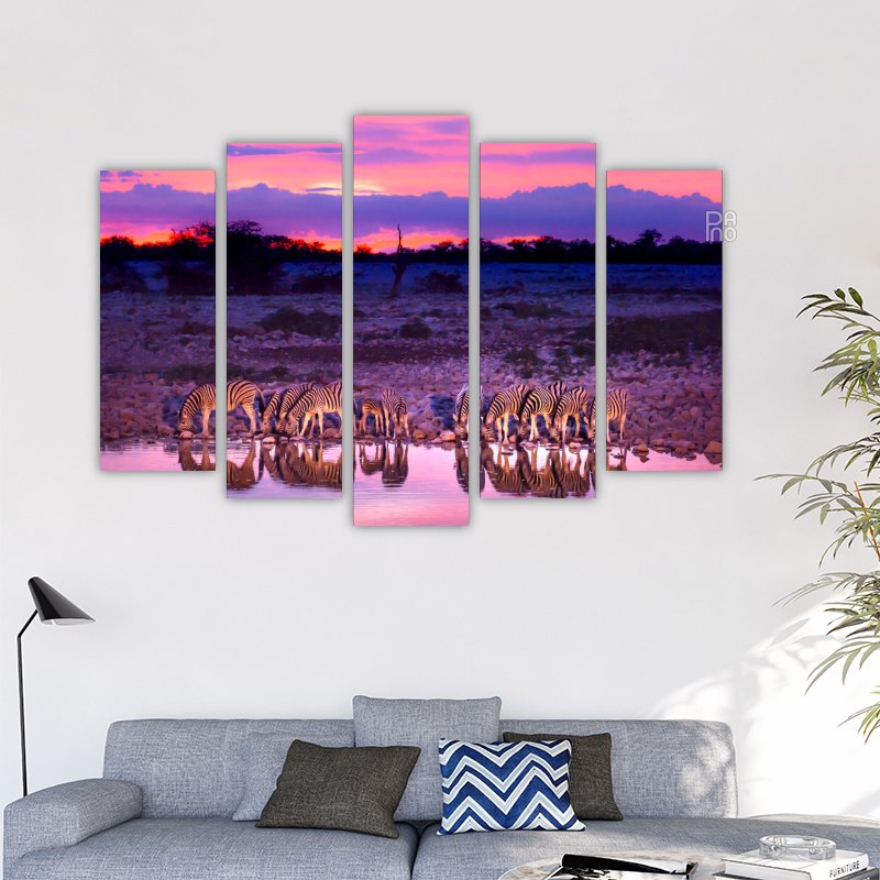 Zebras at Sunset