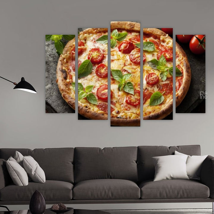 Margherita pizza mozzarellával és paradicsomszósszal ropogós aranybarna héjon ízletes pillanatokhoz – kemény alapú falikép díszítés