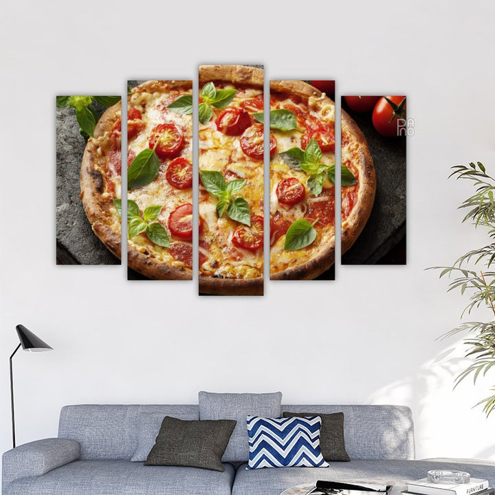 Margherita pizza mozzarellával és paradicsomszósszal ropogós aranybarna héjon ízletes pillanatokhoz – kemény alapú falikép díszítés