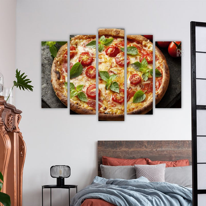 Margherita pizza mozzarellával és paradicsomszósszal ropogós aranybarna héjon ízletes pillanatokhoz – kemény alapú falikép díszítés