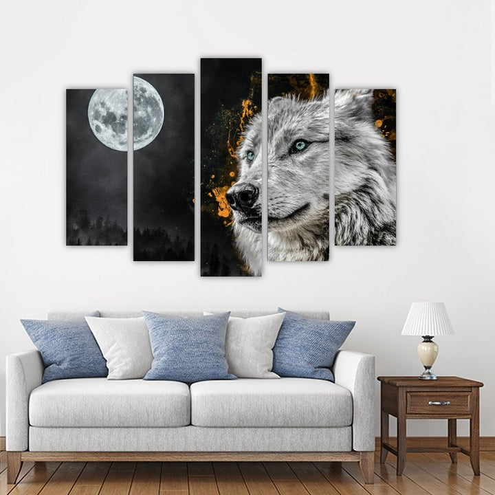 Full moon and wolf