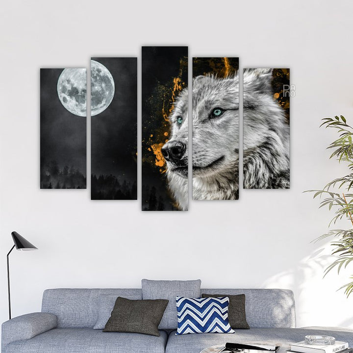 Full moon and wolf