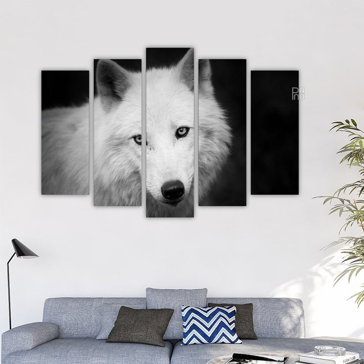 Portrait of a white wolf