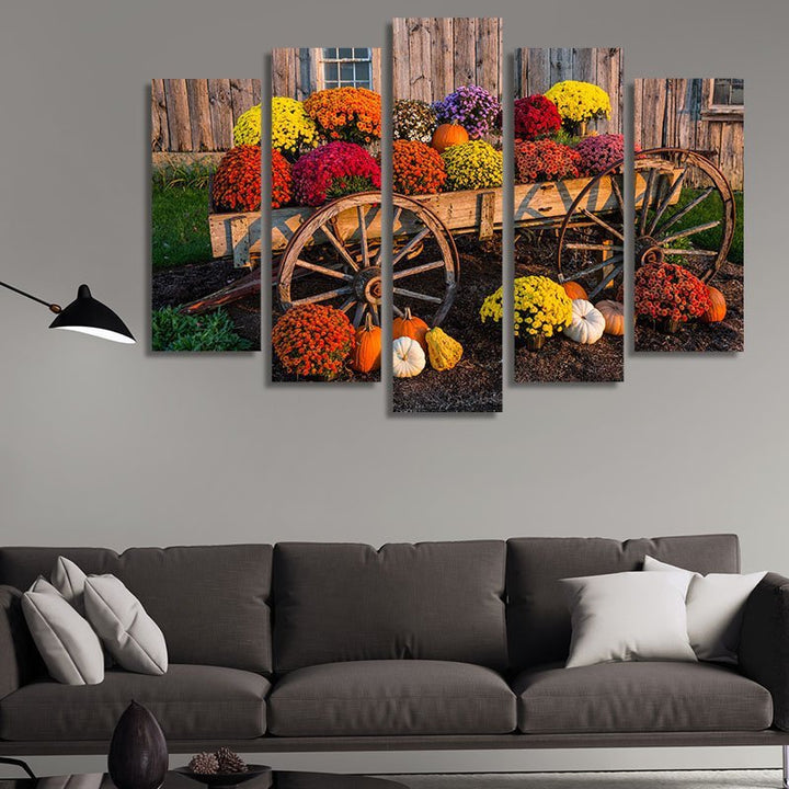 Old cart with colorful flowers