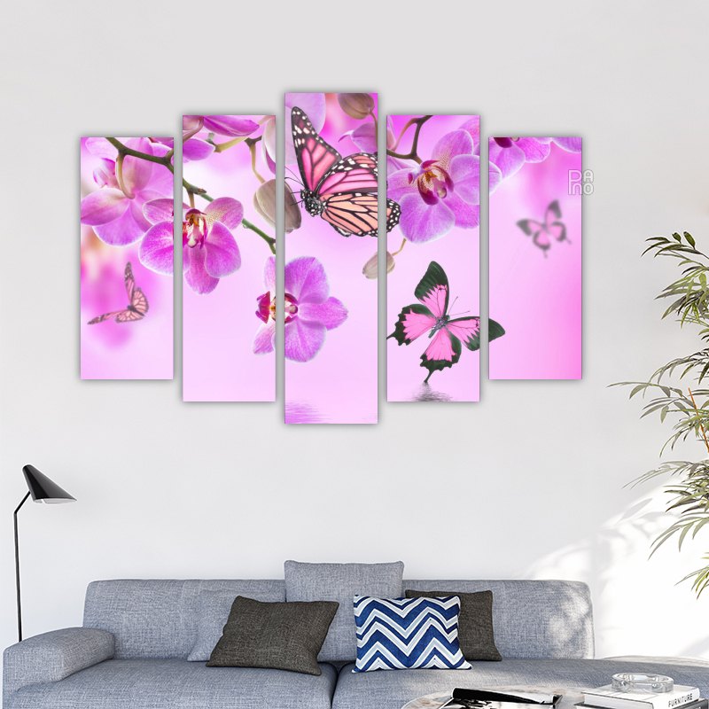 Purple Flowers and Butterflies