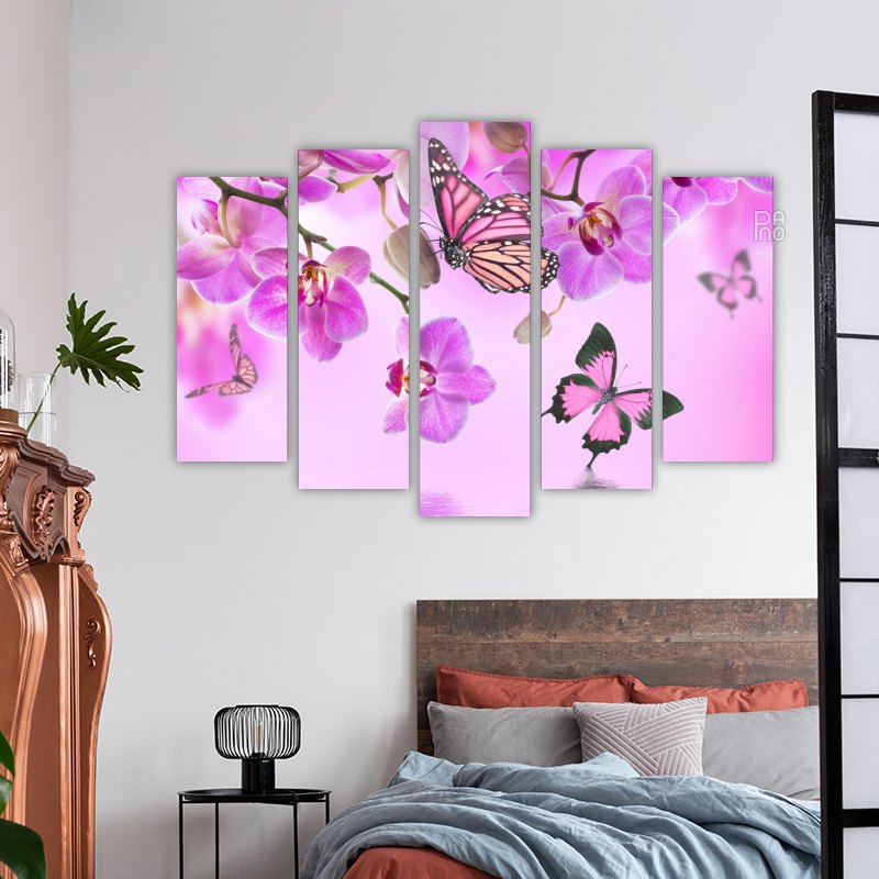 Purple Flowers and Butterflies