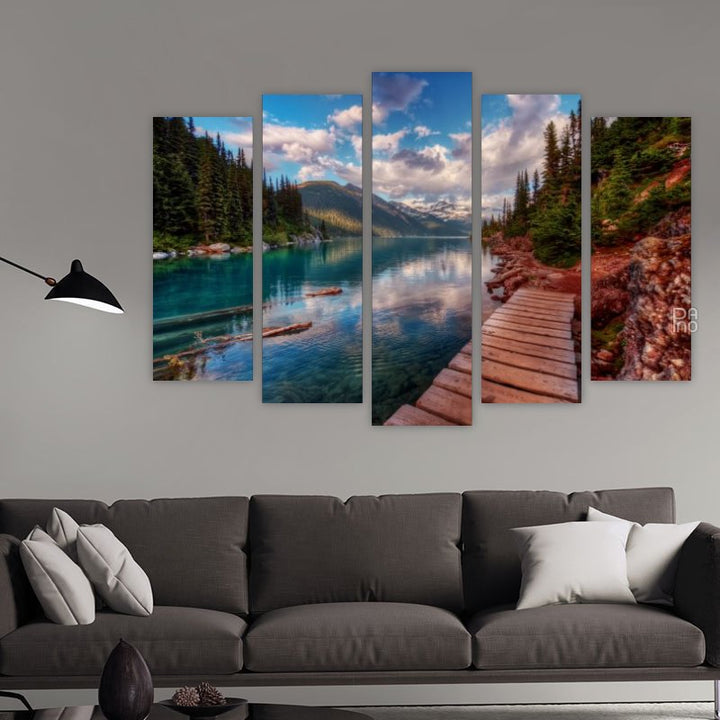 Wooden Path by Mountain Lake