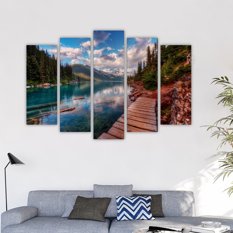 Wooden Path by Mountain Lake