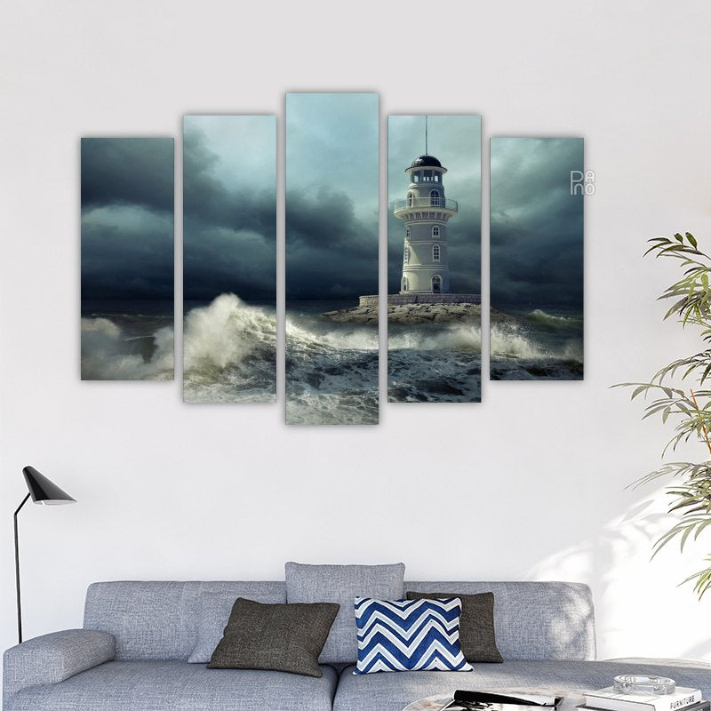 Lighthouse in a Stormy Sea