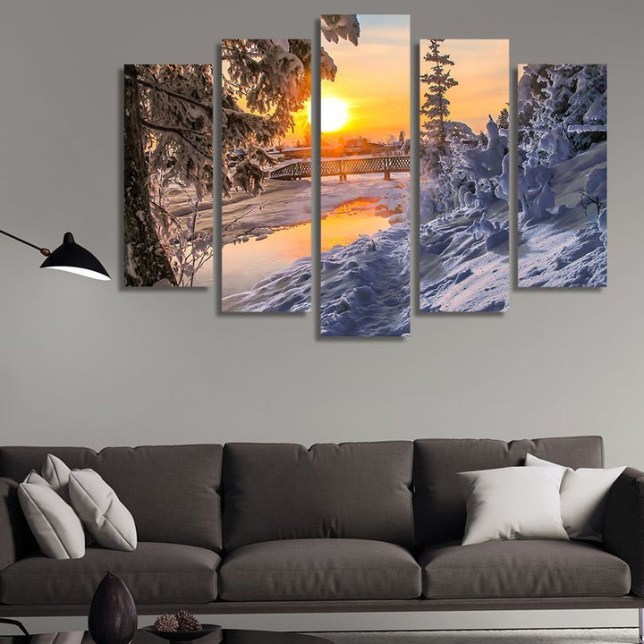 Winter landscape sunset