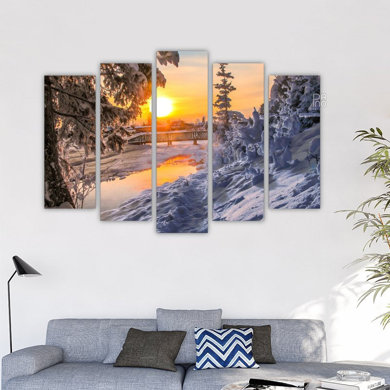 Winter landscape sunset