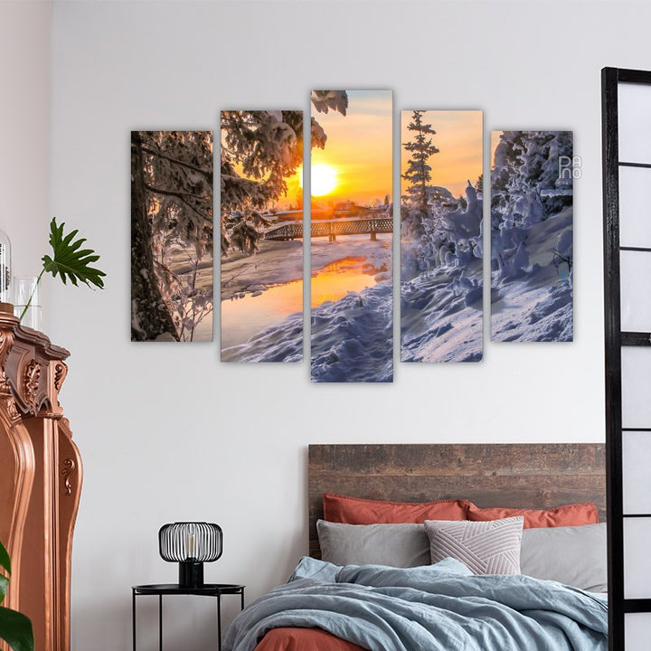 Winter landscape sunset