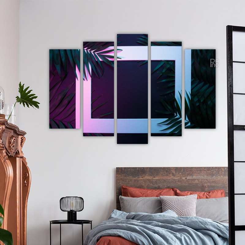 Palm leaves and frame