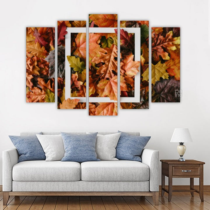 Autumn leaves and square frame