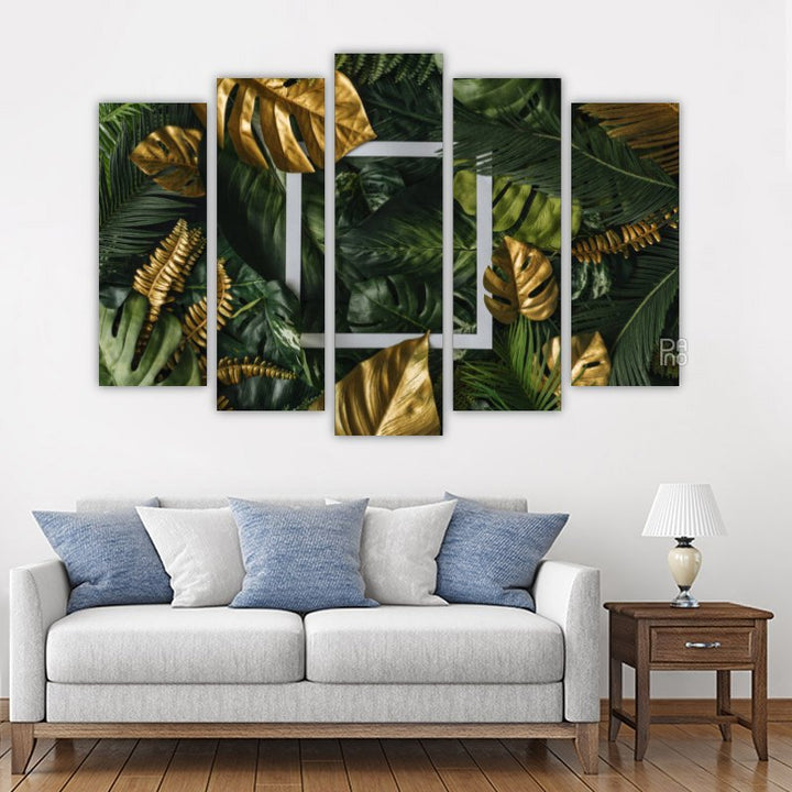 Tropical leaves and square frame