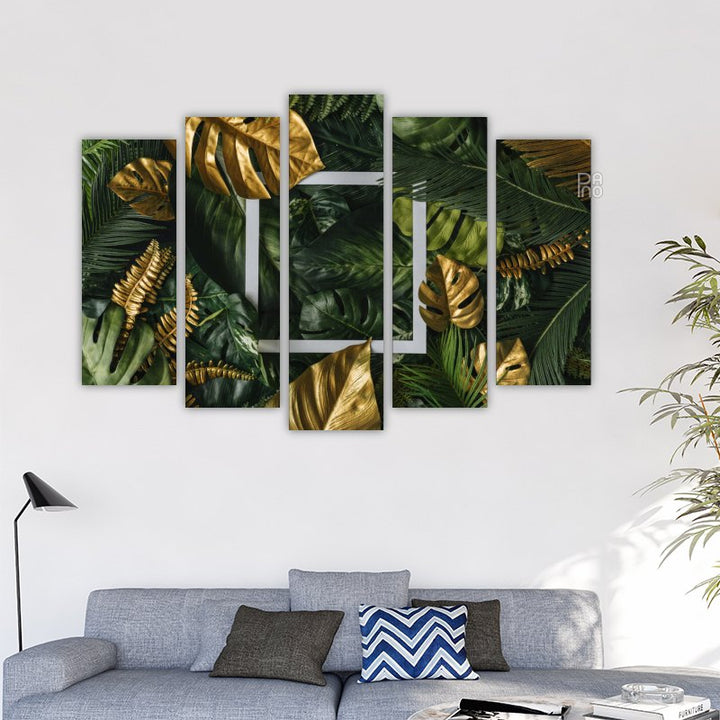 Tropical leaves and square frame