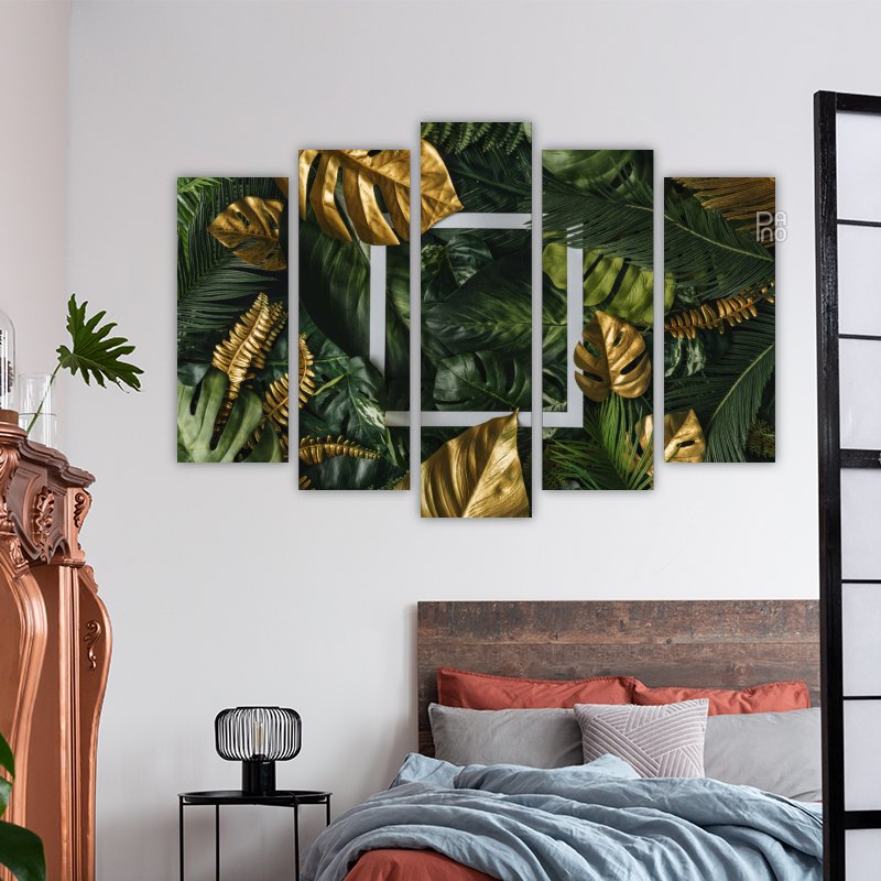 Tropical leaves and square frame
