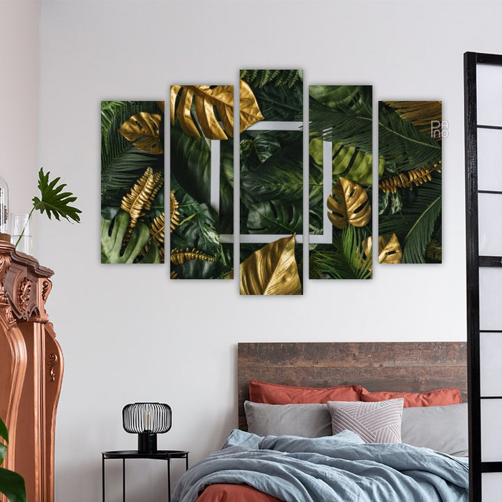 Tropical leaves and square frame