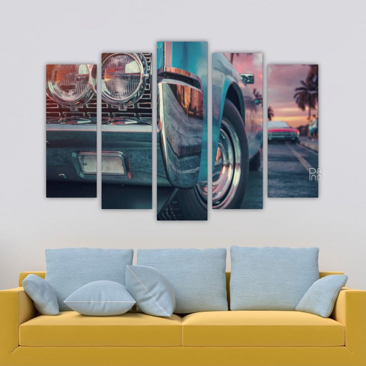 Blue retro car.