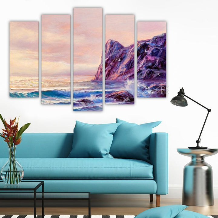 Original oil painting of sea and beach