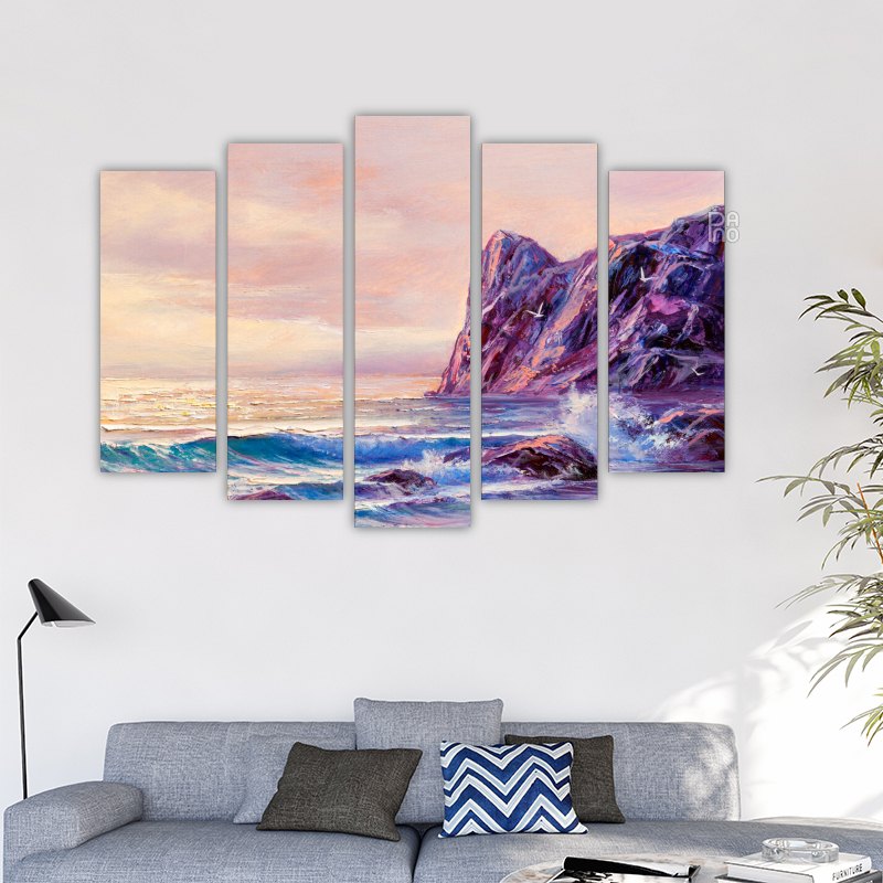 Original oil painting of sea and beach