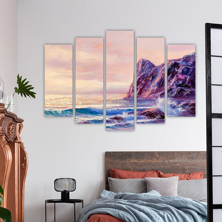 Original oil painting of sea and beach