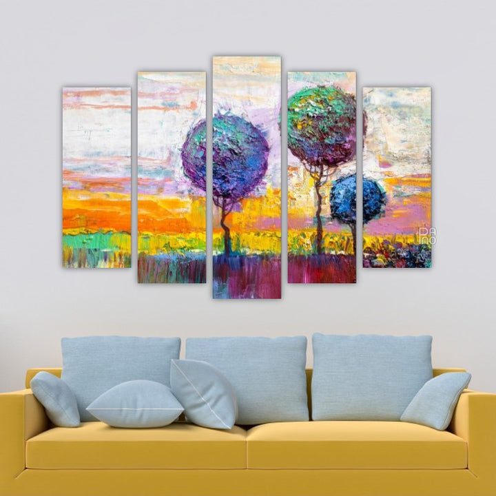 Landscape painting, decorative trees in the park