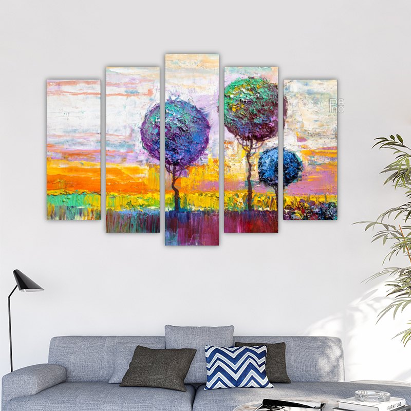 Landscape painting, decorative trees in the park