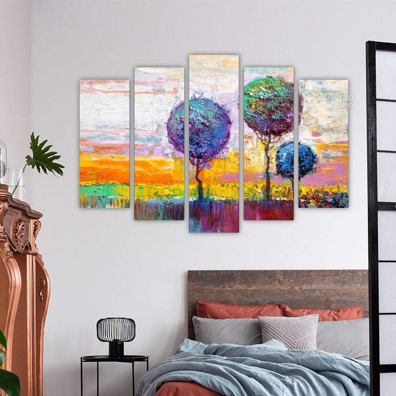 Landscape painting, decorative trees in the park
